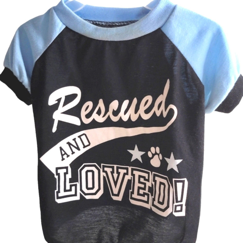 247P779 Doggy Tee Shirt Blue & Black